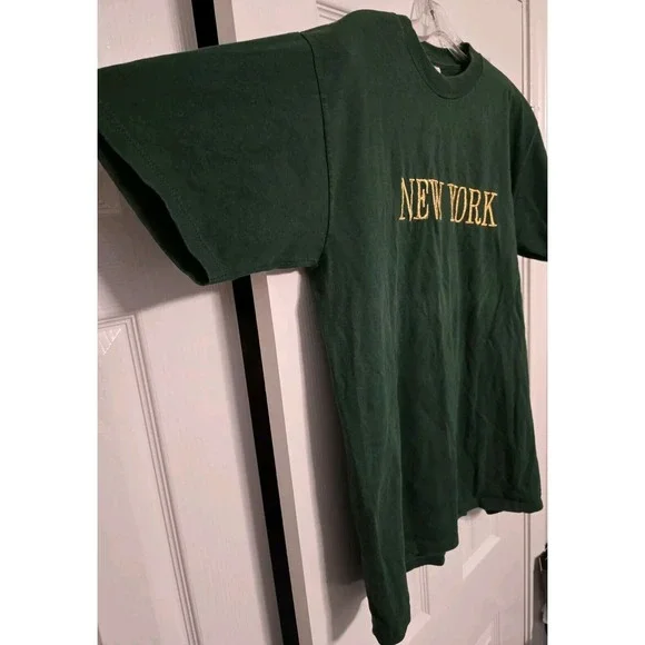 Vintage Jerzees New York City Green Short Sleeve T-Shirt Size Large Made In USA - Picture 4 of 14